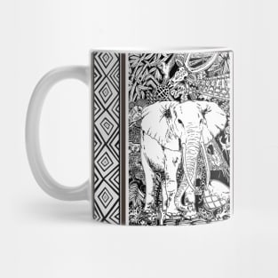 White Elephant Indian Ink Tribal Art Mug